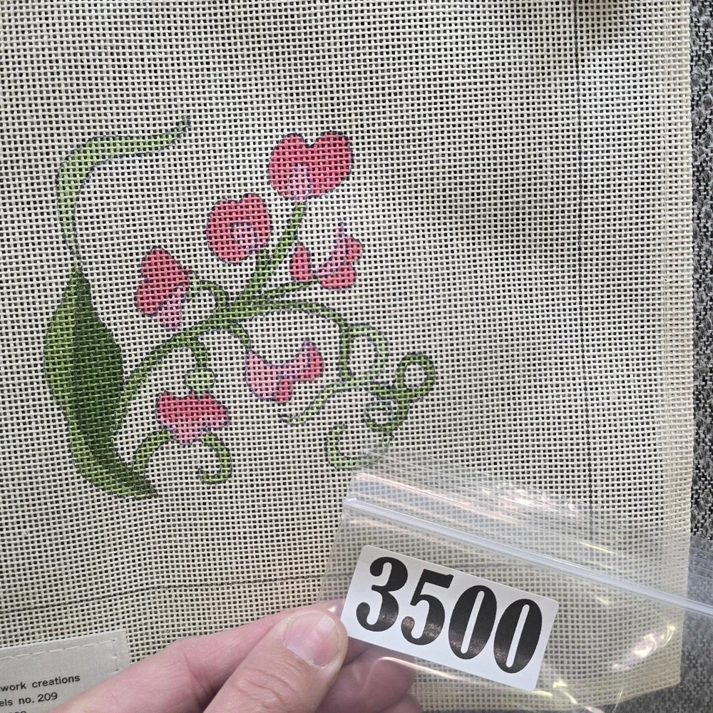 Vintage Betty Smith Traditions Hand Painted Needlepoint Canvas Sweet Pea Yarn